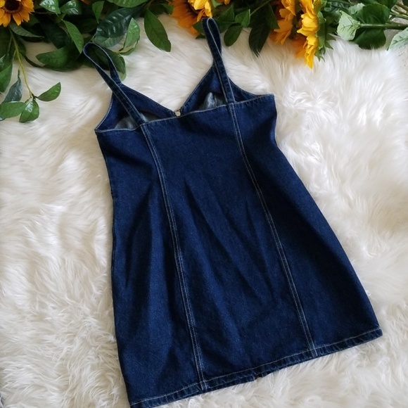 Topshop Sleeveless Front Zip Denim Dress - Picture 3 of 3